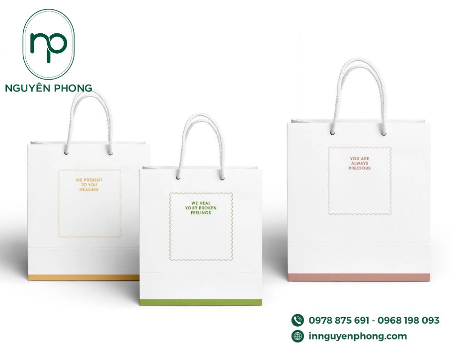 Mẫu túi giấy đựng khăn tắm đồng bộ 